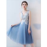 パーティードレス ブルー 刺繍 | パーティードレス通販 Precious Lady | 詳細画像12 