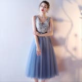 パーティードレス ブルー 刺繍 | パーティードレス通販 Precious Lady | 詳細画像5 