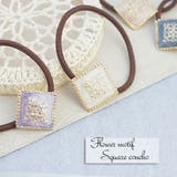 ゴールド細工の繊細なフラワー柄を樹脂で埋め込んだアンティークヘアゴム | アクセサリーショップPIENA | 詳細画像1 