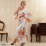 着物ドレス レディース 花魁風帯付き和柄サテンロングドレス | アクセサリーショップPIENA | 詳細画像2 