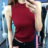 レディースニットトップス タンクトップ ノースリーブ 無地 タイト | アクセサリーショップPIENA | 詳細画像9 