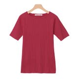 ピンクレッド | ★ネックが選べる半袖リブニットニット トップス リブ 半袖 Vネック | Pierrot