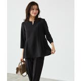 ブラック | キーネックパールブラウスセットアップ セットアップ パール | Pierrot