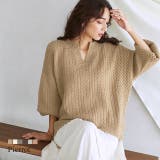 キーネックケーブルニット キーネック ケーブルニット リブニット ドルマンスリ | Pierrot | 詳細画像1