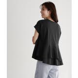 ブラック | 綿100％ バックフリル切り替えTシャツ Tシャツ | Pierrot