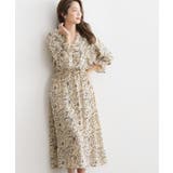 小花柄/アイボリー | スキッパーブラウジングワンピースワンピース ワンピ シャツワンピ 花柄 レトロ | Pierrot