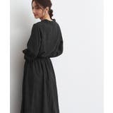ドット/ブラック | スキッパーブラウジングワンピースワンピース ワンピ シャツワンピ 花柄 レトロ | Pierrot