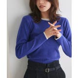 A/ブルー×アイボリー | 選べる配色リブニット ニット セーター | Pierrot