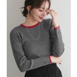 A/杢Dグレー×レッド | 選べる配色リブニット ニット セーター | Pierrot