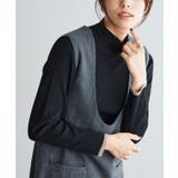 B/ブラック×杢グレージュ | 選べる配色リブニット ニット セーター | Pierrot