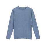 杢スモークブルー | クルーネックリブニット ニット セーター | Pierrot