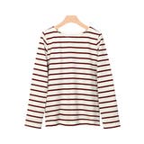 ノーマル/アイボリー×ボルドー | 綿100％ 選べる3type 地厚長袖ボーダーカットソー トップス0双 カット | Pierrot