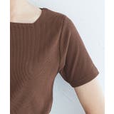 スクエアネックテレコリブトップスTシャツ 半袖 カットソー スクエアネック | Pierrot | 詳細画像20 