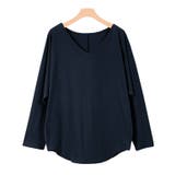 ネイビー | VネックドルマンTシャツ ロンT ロングTシャツ カットソー | Pierrot