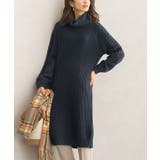 ネイビー | 袖ケーブルタートルニットワンピース ワンピース ケーブルニット ケーブルワンピ | Pierrot