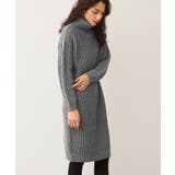 杢チャコール | 袖ケーブルタートルニットワンピース ワンピース ケーブルニット ケーブルワンピ | Pierrot