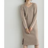 モカベージュ | 選べる2ネックリブニットワンピース ワンピース リブ リブニット リブワンピ | Pierrot