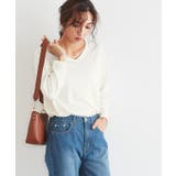 オフホワイト | サイドスリットVネックロンT ロンT ロングTシャツ カットソー Tシャツ | Pierrot