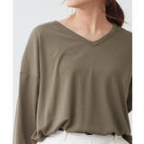 モカ | サイドスリットVネックロンT ロンT ロングTシャツ カットソー Tシャツ | Pierrot