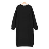 ブラック | Vネック畦ニットワンピース ワンピース ニットワンピース ニットワンピ | Pierrot