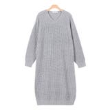 杢グレー | Vネック畦ニットワンピース ワンピース ニットワンピース ニットワンピ | Pierrot
