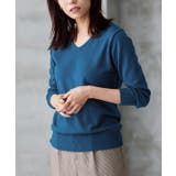 インディゴブルー | ネックが選べるプレミアムカシミヤタッチニット カシミア カシミヤ | Pierrot