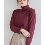 バーガンディ | プレミアムカシミヤタッチタートルニット ニット セーター | Pierrot