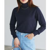 ネイビー | プレミアムカシミヤタッチタートルニット ニット セーター | Pierrot