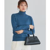 インディゴブルー | プレミアムカシミヤタッチタートルニット ニット セーター | Pierrot