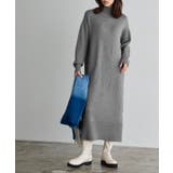 杢チャコール | もっちりカシミヤタッチハイネックロングニットワンピース ニットワンピ | Pierrot