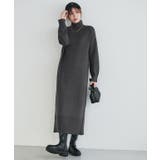 ダークチャコール | もっちりカシミヤタッチハイネックロングニットワンピース ニットワンピ | Pierrot