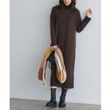 ダークブラウン | もっちりカシミヤタッチハイネックロングニットワンピース ニットワンピ | Pierrot
