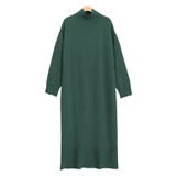 ディープグリーン | もっちりカシミヤタッチハイネックロングニットワンピース ニットワンピ | Pierrot