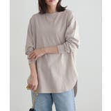 グレージュ | コットンロングスリーブTシャツ ロンT 長袖 | Pierrot