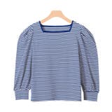ネイビーブルー | スクエアネックボーダーTシャツ Tシャツ スクエアネック | Pierrot