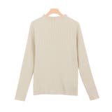 アイボリー | 袖ボタン切り替えリブニット ニット リブニット セーター | Pierrot