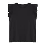 ブラック | テレコリブフリルTシャツ Tシャツ フリル | Pierrot