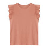 ピンクオレンジ | テレコリブフリルTシャツ Tシャツ フリル | Pierrot