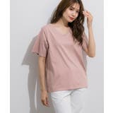 ピンク | VネックシルケットコットンTシャツ Tシャツ カットソー | Pierrot