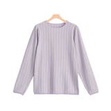 ラベンダー | シルクタッチストライプニットプルオーバー ニット セーター | Pierrot
