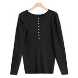 ブラック | ボリュームスリーブリブニット ニット デザインニット | Pierrot