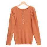 オレンジ | ボリュームスリーブリブニット ニット デザインニット | Pierrot