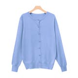 ブルー | クルーネックシルクタッチウォッシャブルニットカーディガン カーディガン ニット | Pierrot