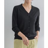 ブラック | Vネックシルクタッチウォッシャブルニットカーディガン カーディガン ニット | Pierrot
