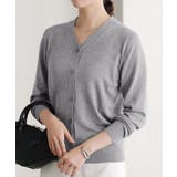 杢グレー | Vネックシルクタッチウォッシャブルニットカーディガン カーディガン ニット | Pierrot