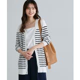 オフホワイト×ブラック | Vネックロングシルクタッチウォッシャブルニットカーディガン カーディガン ニット | Pierrot