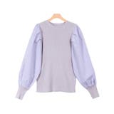 アイスラベンダーグレー | シルクタッチ布帛切り替えボリュームスリーブニット ニット シルクタッチ | Pierrot