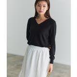 ブラック | Vネックシルクタッチウォッシャブルニット ニット 選べるネック | Pierrot