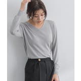 グレー | Vネックシルクタッチウォッシャブルニット ニット 選べるネック | Pierrot