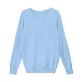 ライトブルー | Vネックシルクタッチウォッシャブルニット ニット 選べるネック | Pierrot